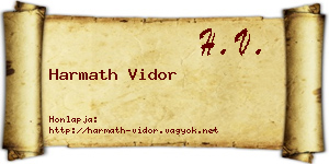 Harmath Vidor névjegykártya